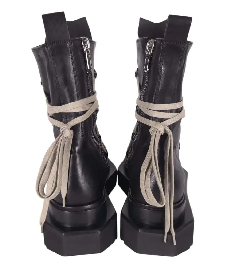 Rick Owens Megalace Turbo Cyclops Boots US 13 EU 46 Mens Black Leather Platform